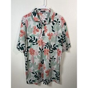 Bad Birdie Polo Floral Performance XL White Coral Green Beach Golf Resort